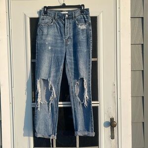 Pacsun - medium wash button fly distressed jeans - size 27